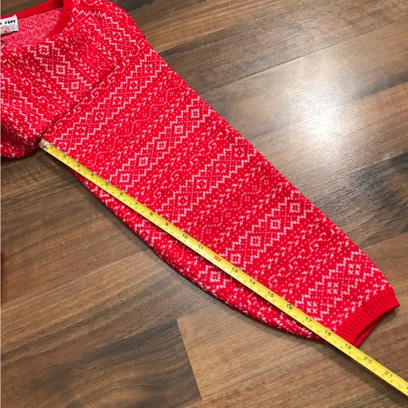 Vintage knit zip up crewneck sweater bright red white semi cropped Big City - Picture 8 of 8